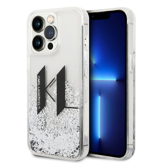 Funda Karl Lagerfeld Iniciales con Brillos Líquidos Transparente para iPhone 14 Pro