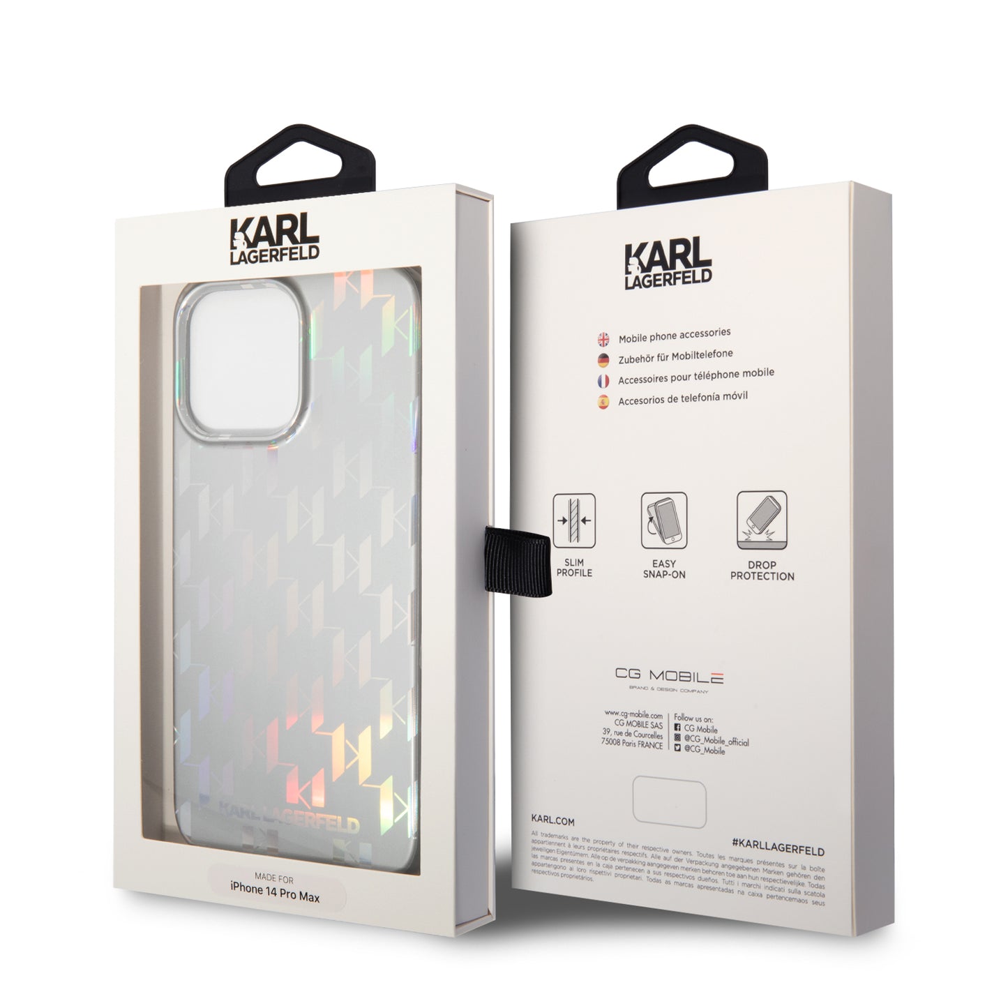 Case Karl Monograma iPhone 14 Pro Max Plata | Lujo y Estilo Exclusivo