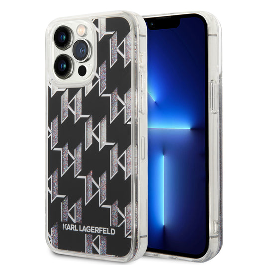 Funda Karl Lagerfeld Monograma con Brillos Líquidos para iPhone 14 Pro Max – Negra
