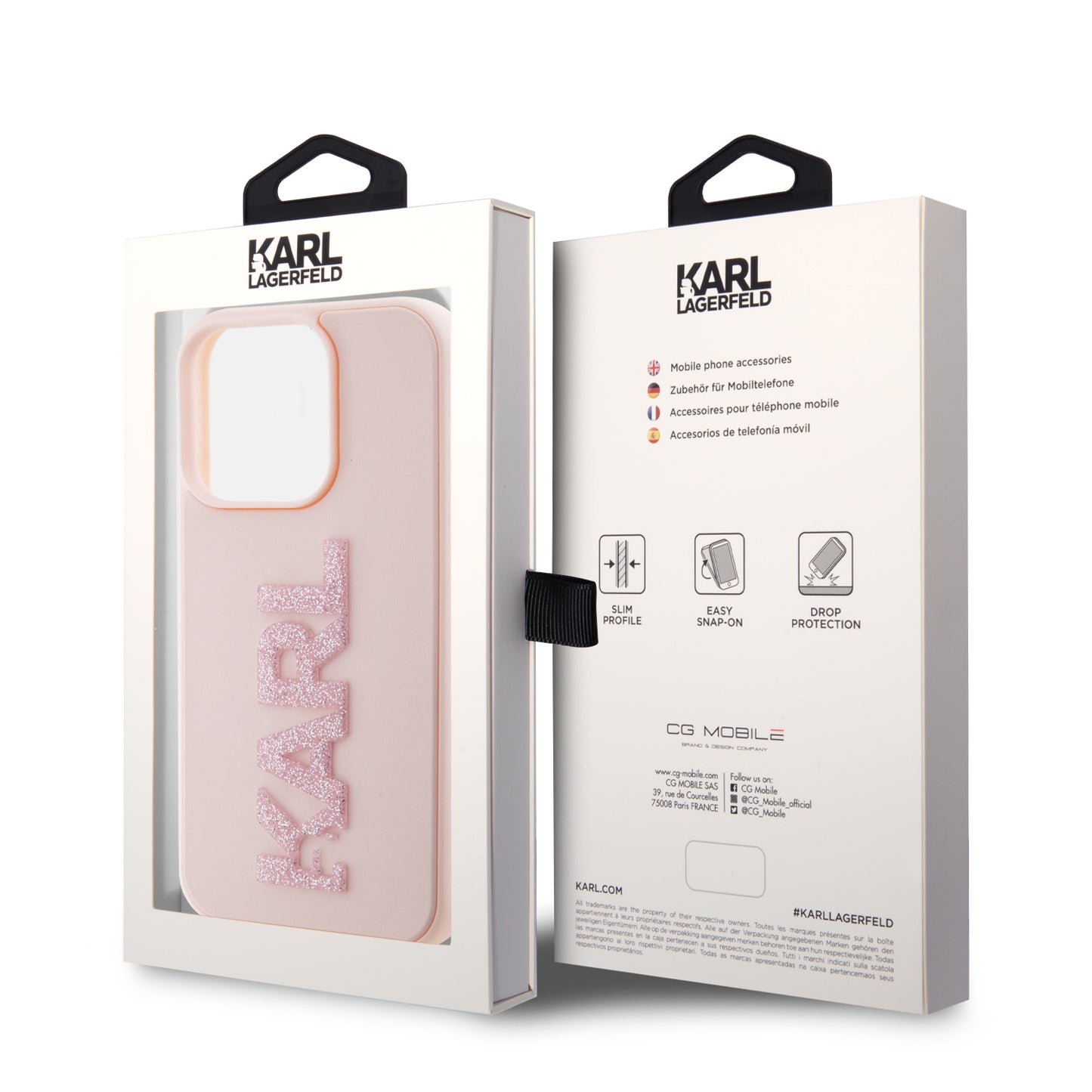 Case Karl Logo 3D Brillos para iPhone 15 Pro - Funda de lujo con diseño exclusivo