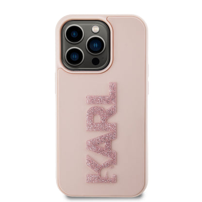 Case Karl Logo 3D Brillos para iPhone 15 Pro - Funda de lujo con diseño exclusivo