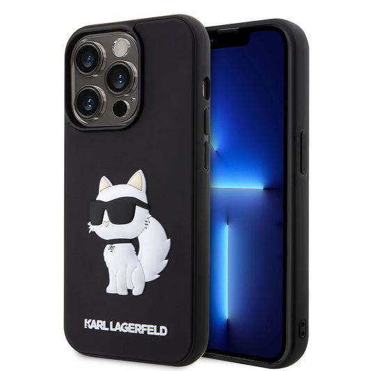 Case Karl Lagerfeld Logo 3D Choupette para iPhone 15 Pro - Edición Exclusiva en Negro