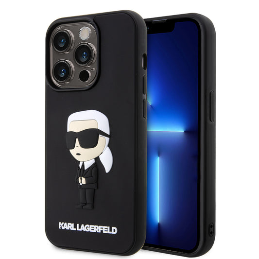Case Karl Lagerfeld Goma 3D iPhone 15 Pro Negro – Protección y Estilo Único