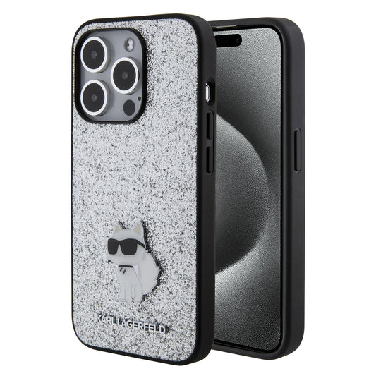Case Karl Lagerfeld Choupette Brillos Plata para iPhone 15 Pro – Funda Glamour y Protección