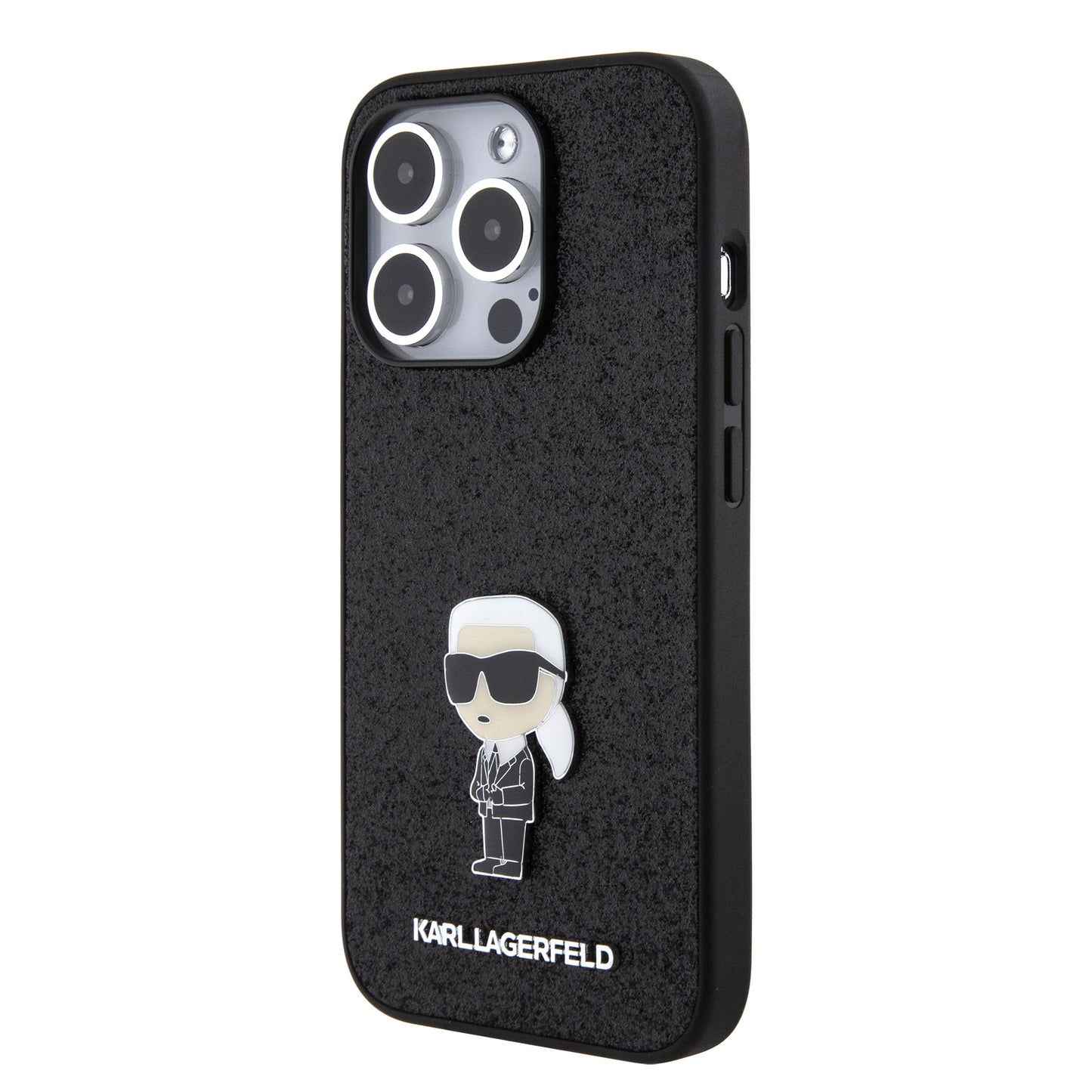 Case Karl Brillantina Logo Metálico iPhone 15 Pro Negro | Protección y Elegancia