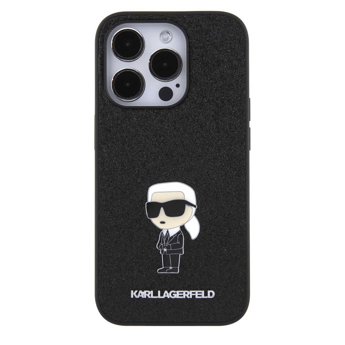 Case Karl Brillantina Logo Metálico iPhone 15 Pro Negro | Protección y Elegancia