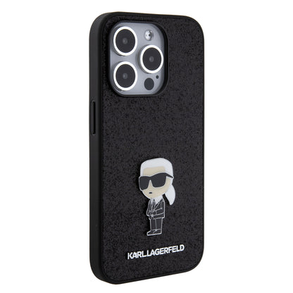 Case Karl Brillantina Logo Metálico iPhone 15 Pro Negro | Protección y Elegancia