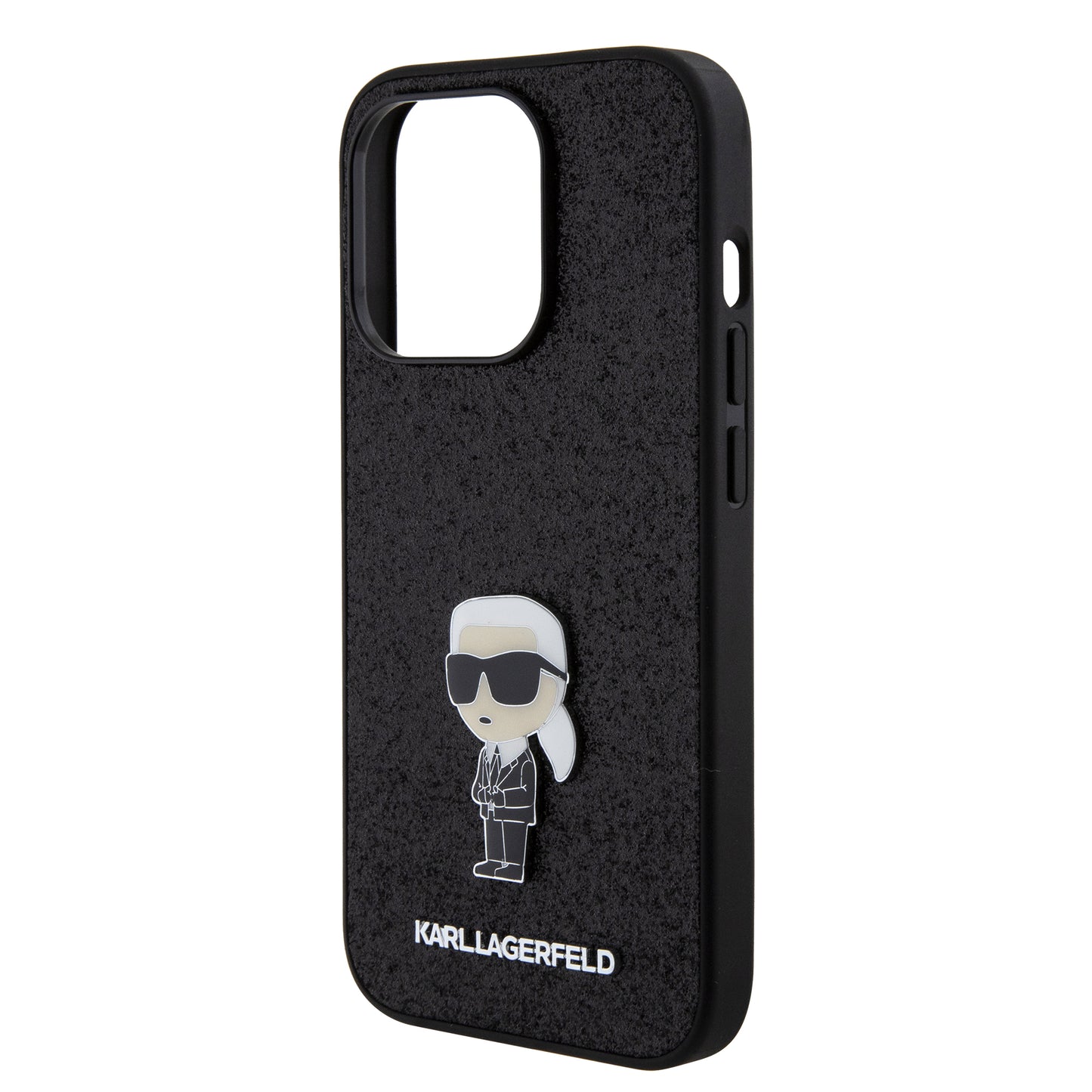 Case Karl Brillantina Logo Metálico iPhone 15 Pro Negro | Protección y Elegancia