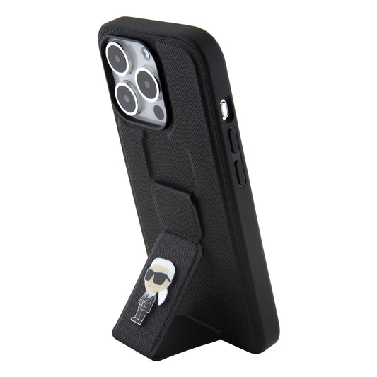 Case Karl Lagerfeld Stand Negro para iPhone 15 Pro – Estilo, Protección y Soporte Integrado
