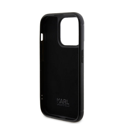 Case Karl Pedrería Logo Metal para iPhone 15 Pro Plata - Diseño Elegante y Exclusivo