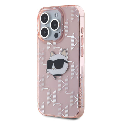 Funda Karl Lagerfeld Monograma Choupette Rosa para iPhone 15 Pro Max – Diseño Elegante y Sofisticado