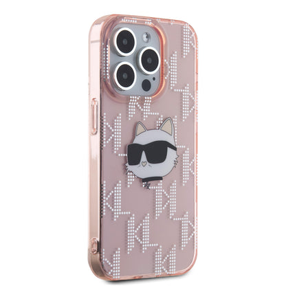 Funda Karl Lagerfeld Monograma Choupette Rosa para iPhone 15 Pro Max – Diseño Elegante y Sofisticado
