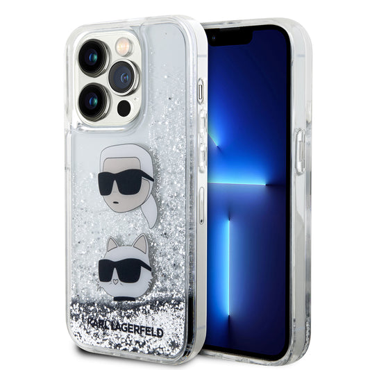 Funda Karl Lagerfeld Brillos Líquido Plata para iPhone 15 Pro – Estilo y Protección Premium