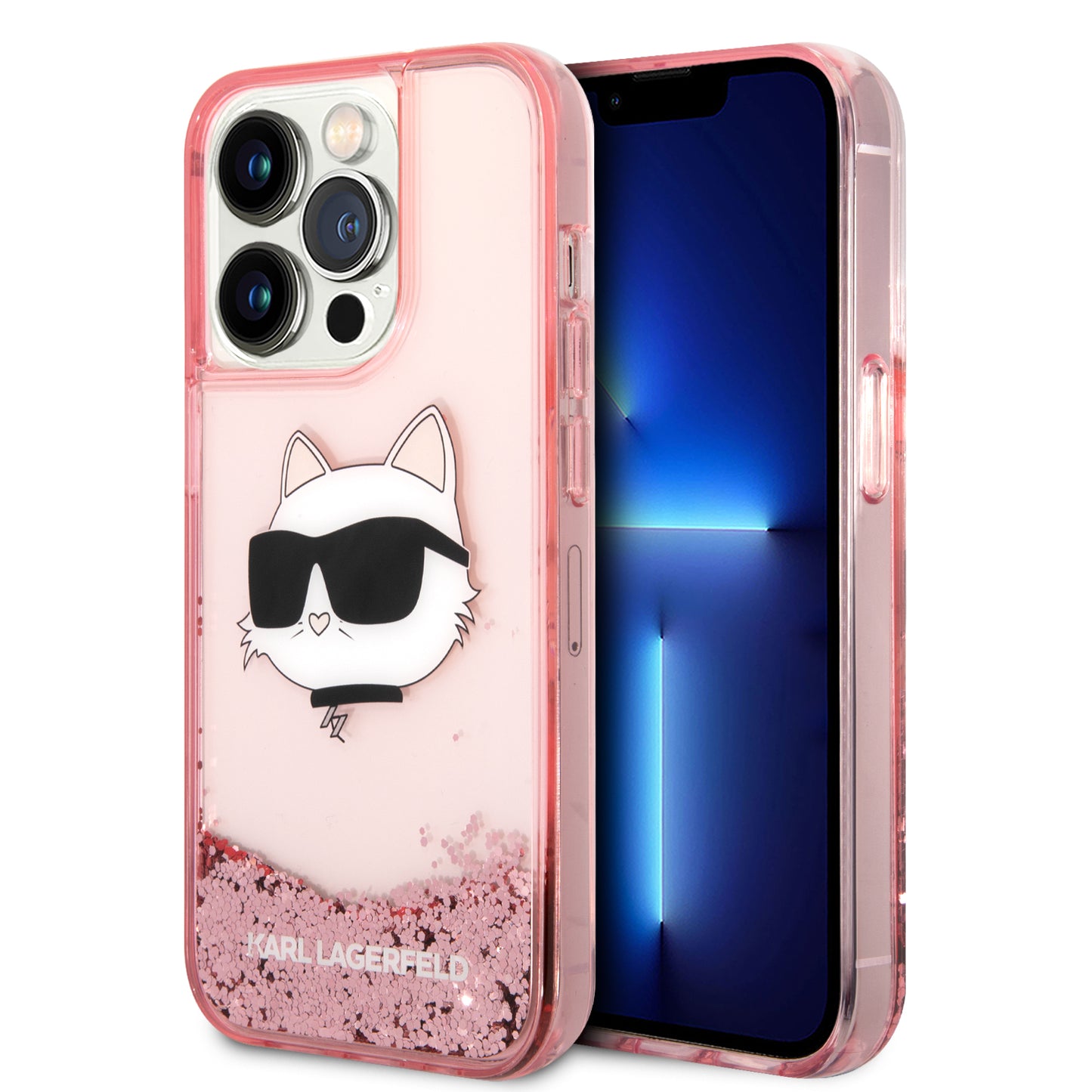 Case Karl Glitter Choupette iPhone 15 Pro Rosa | Diseño Brillante y Protección de Lujo