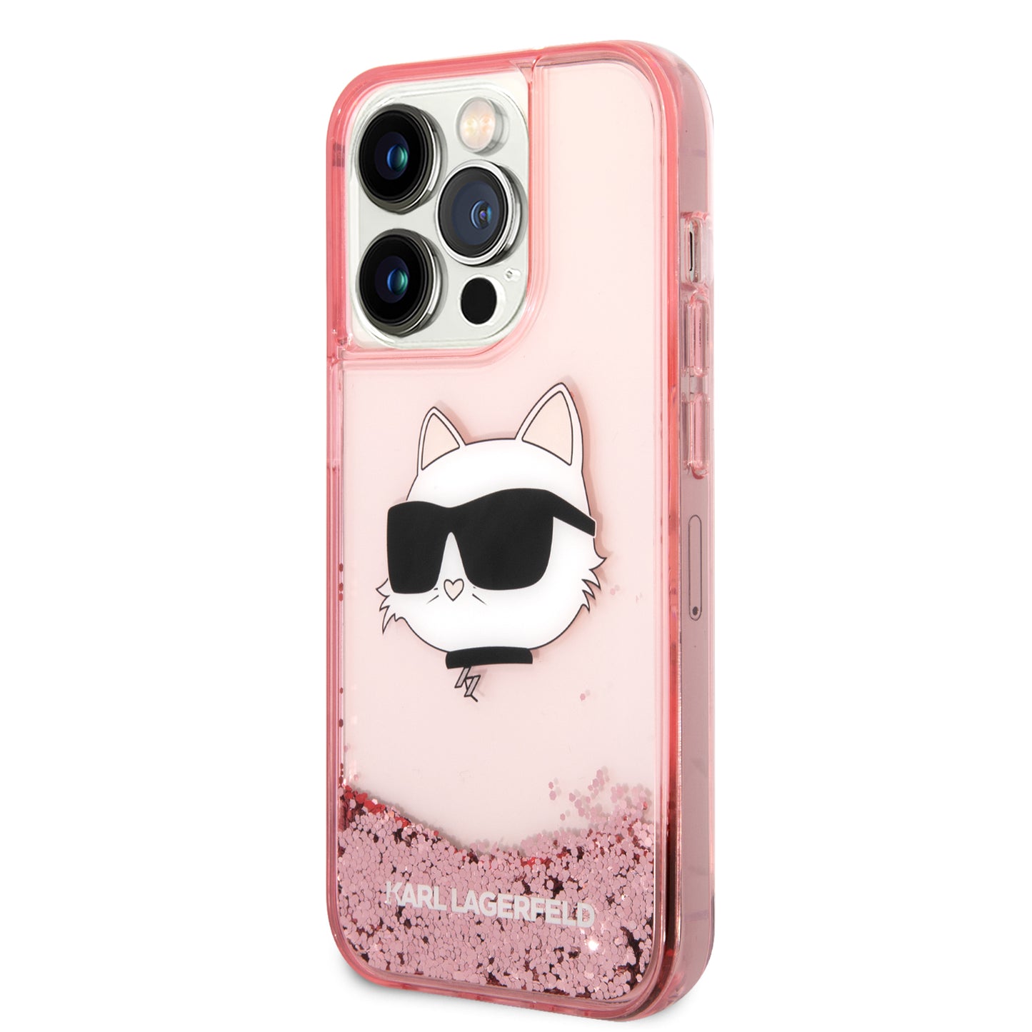 Case Karl Glitter Choupette iPhone 15 Pro Rosa | Diseño Brillante y Protección de Lujo