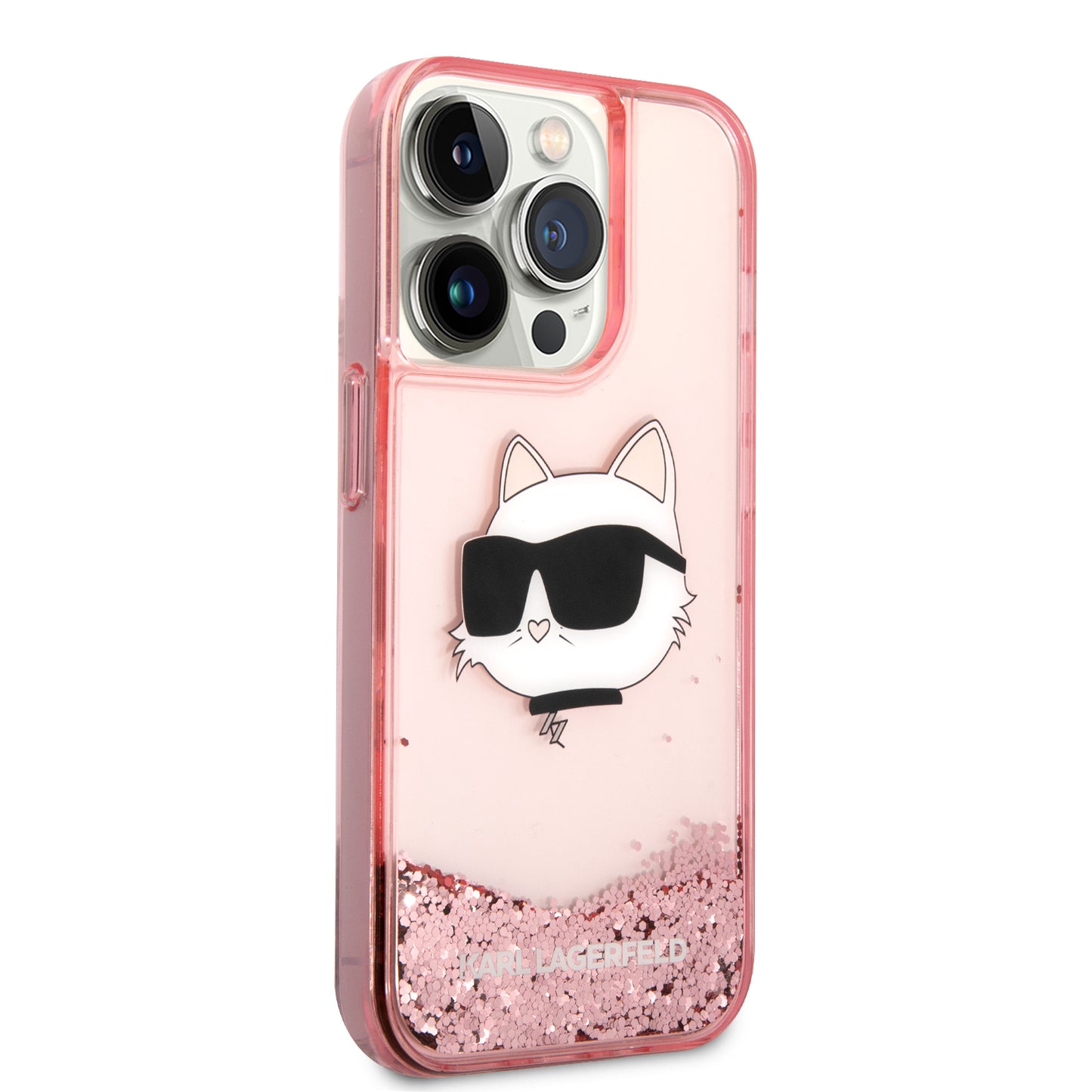 Case Karl Glitter Choupette iPhone 15 Pro Rosa | Diseño Brillante y Protección de Lujo