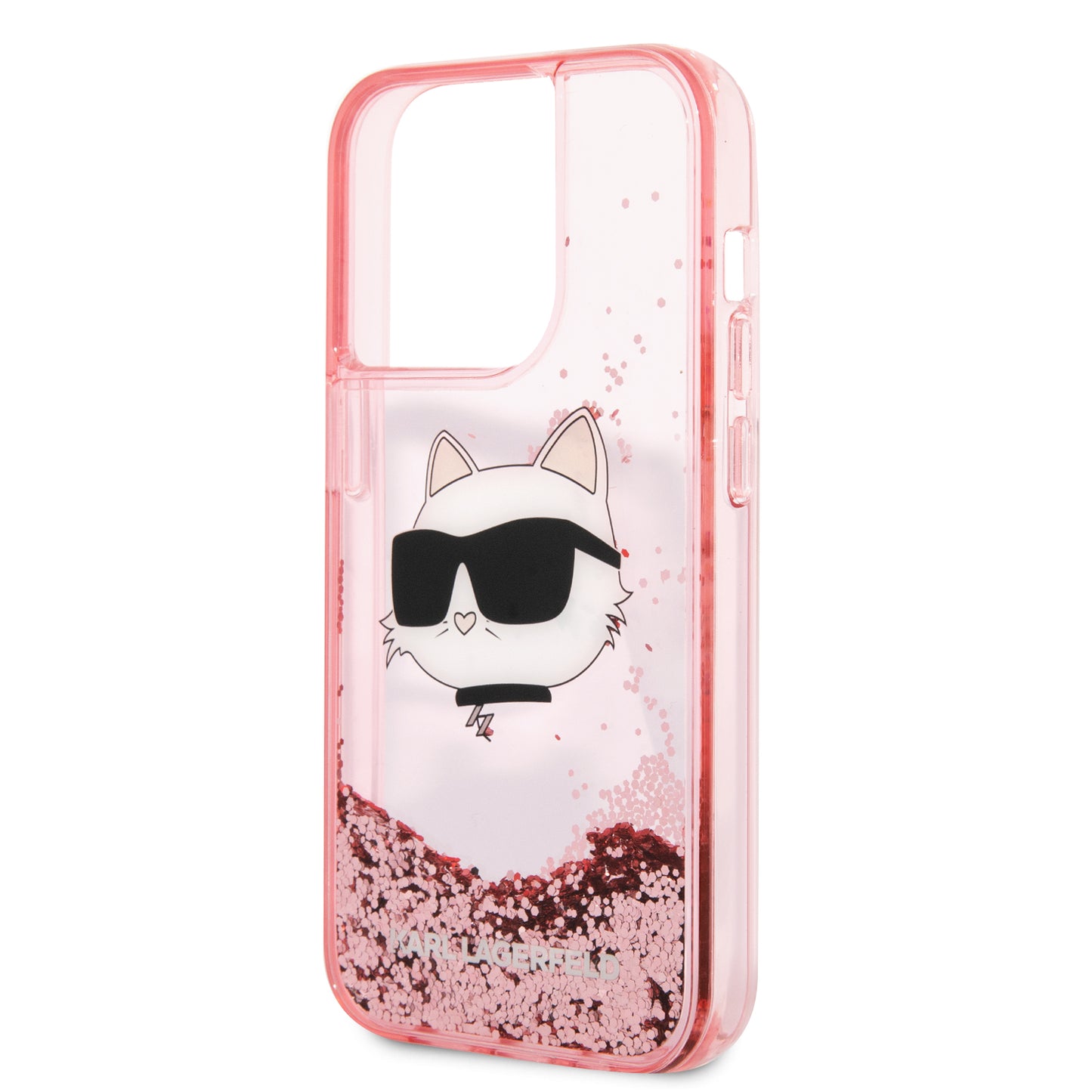 Case Karl Glitter Choupette iPhone 15 Pro Rosa | Diseño Brillante y Protección de Lujo