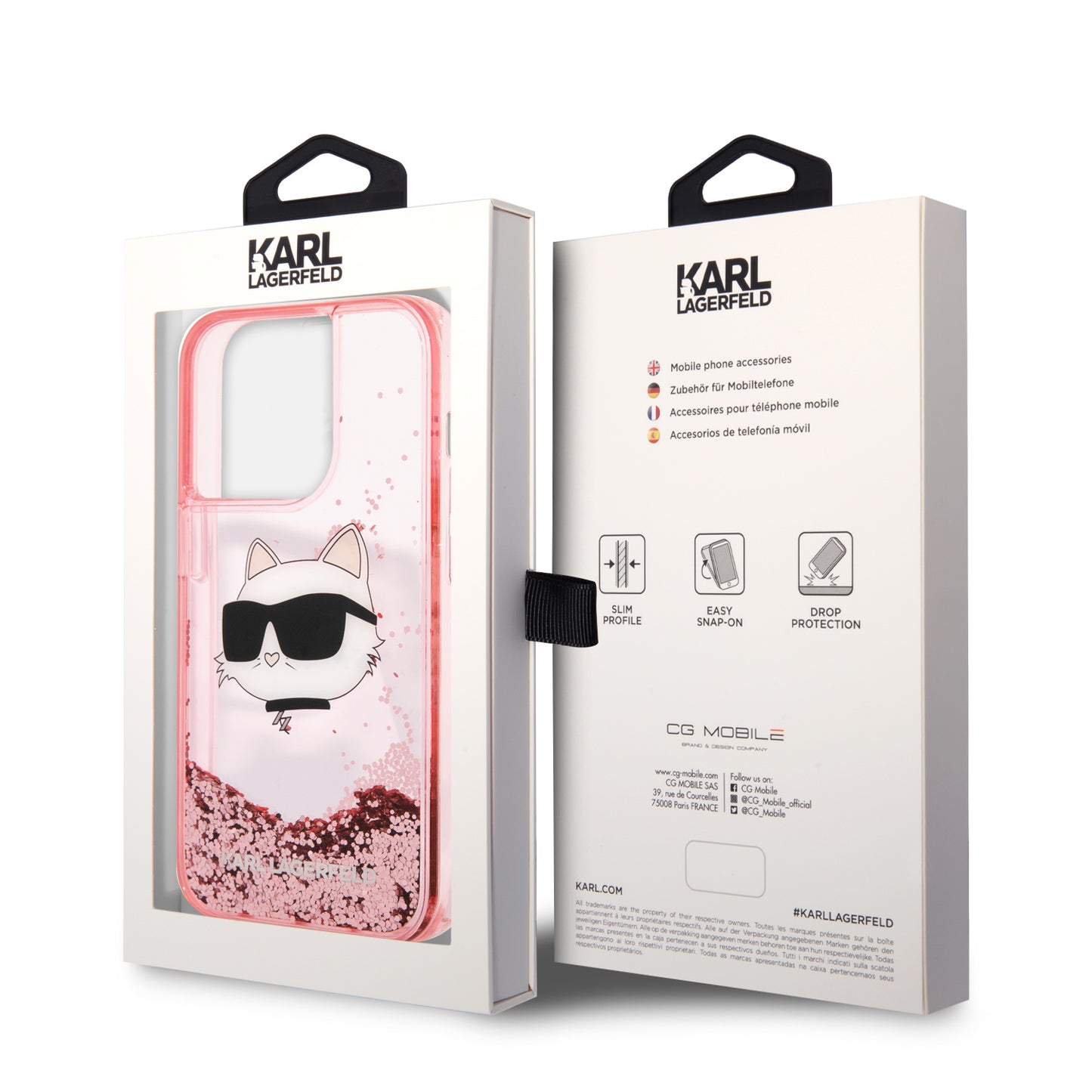 Case Karl Glitter Choupette iPhone 15 Pro Rosa | Diseño Brillante y Protección de Lujo