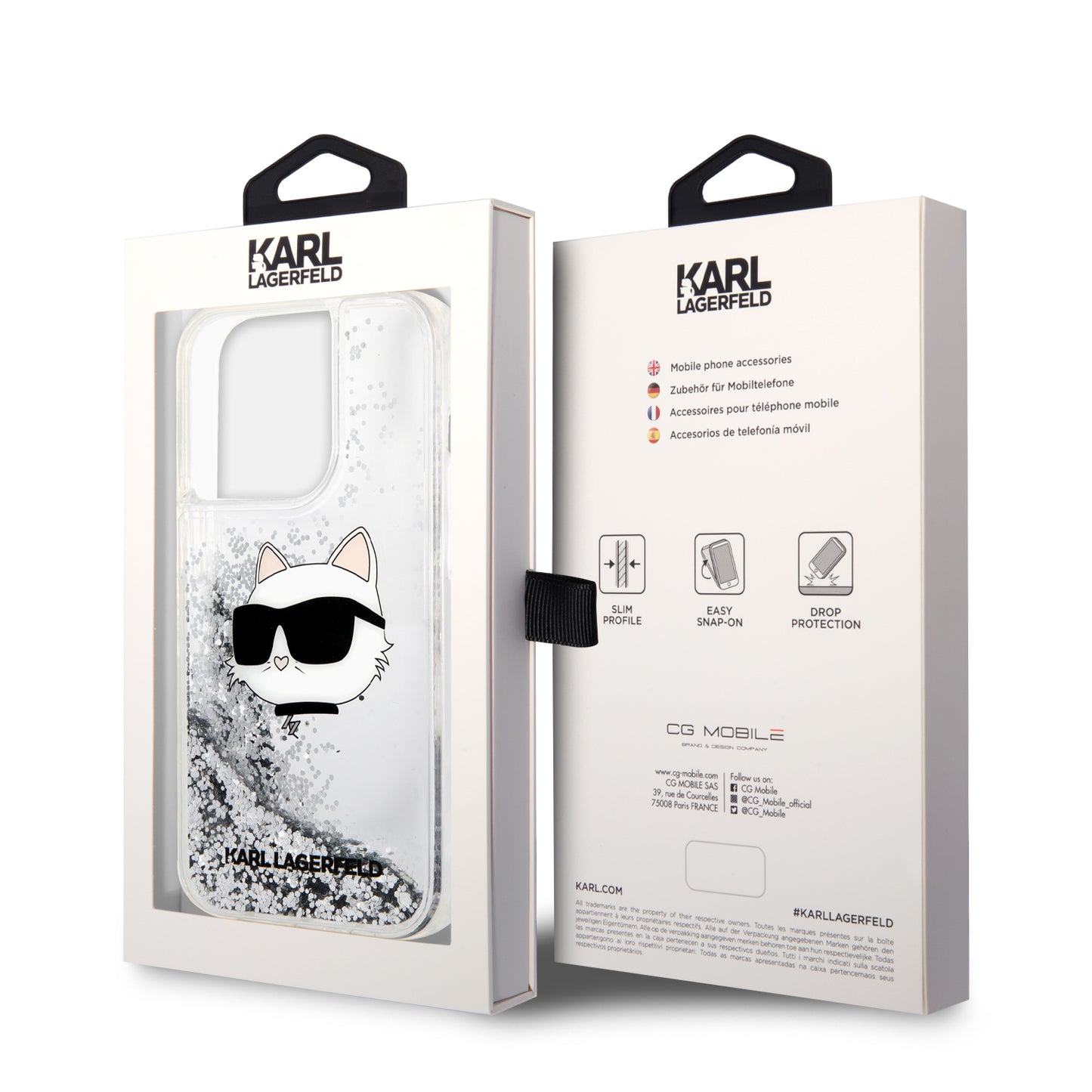 Case Karl Lagerfeld Glitter Líquido Choupette para iPhone 15 Pro - Funda Transpirable y Elegante