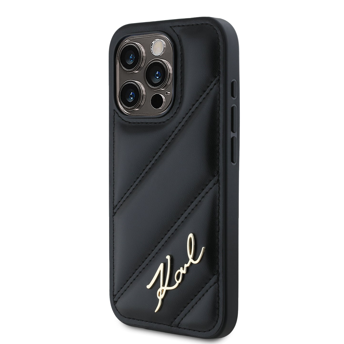 Case Karl Lagerfeld Acolchado Logo Metal para iPhone 15 Pro Negro