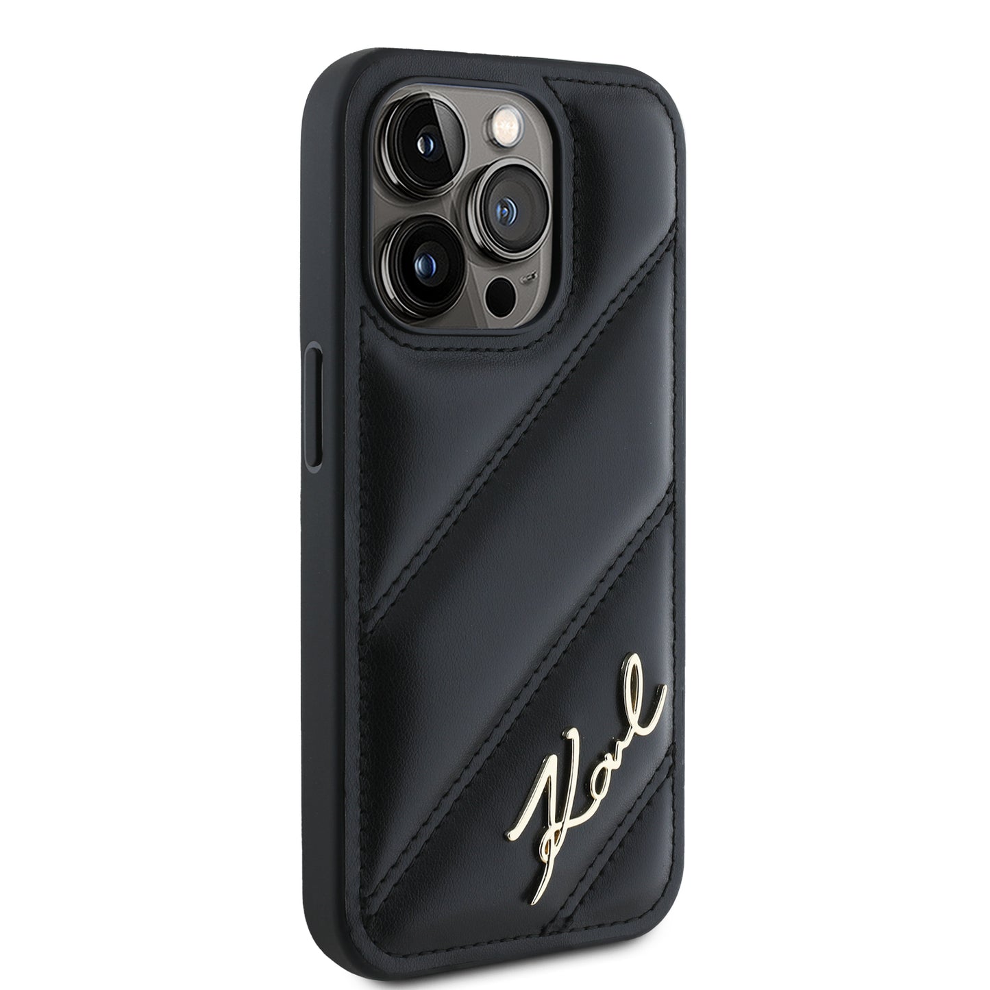 Case Karl Lagerfeld Acolchado Logo Metal para iPhone 15 Pro Negro