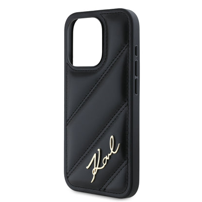 Case Karl Lagerfeld Acolchado Logo Metal para iPhone 15 Pro Negro