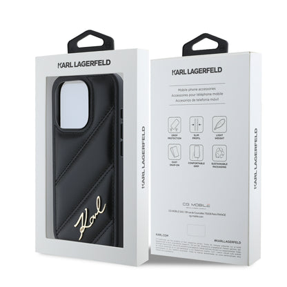 Case Karl Lagerfeld Acolchado Logo Metal para iPhone 15 Pro Negro