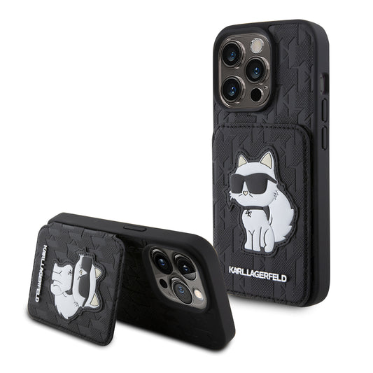 Case Karl Lagerfeld Tarjetero Choupette para iPhone 15 Pro Negro - Estilo y Funcionalidad