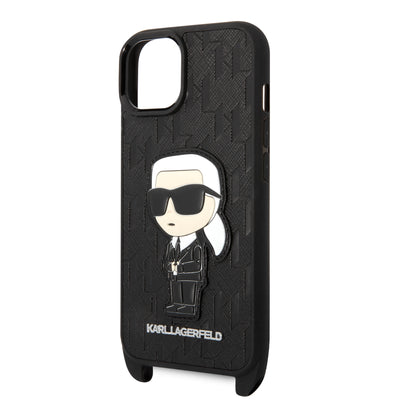 Case Karl Monograma Crossbody para iPhone 15 - Negro | Estilo y Protección