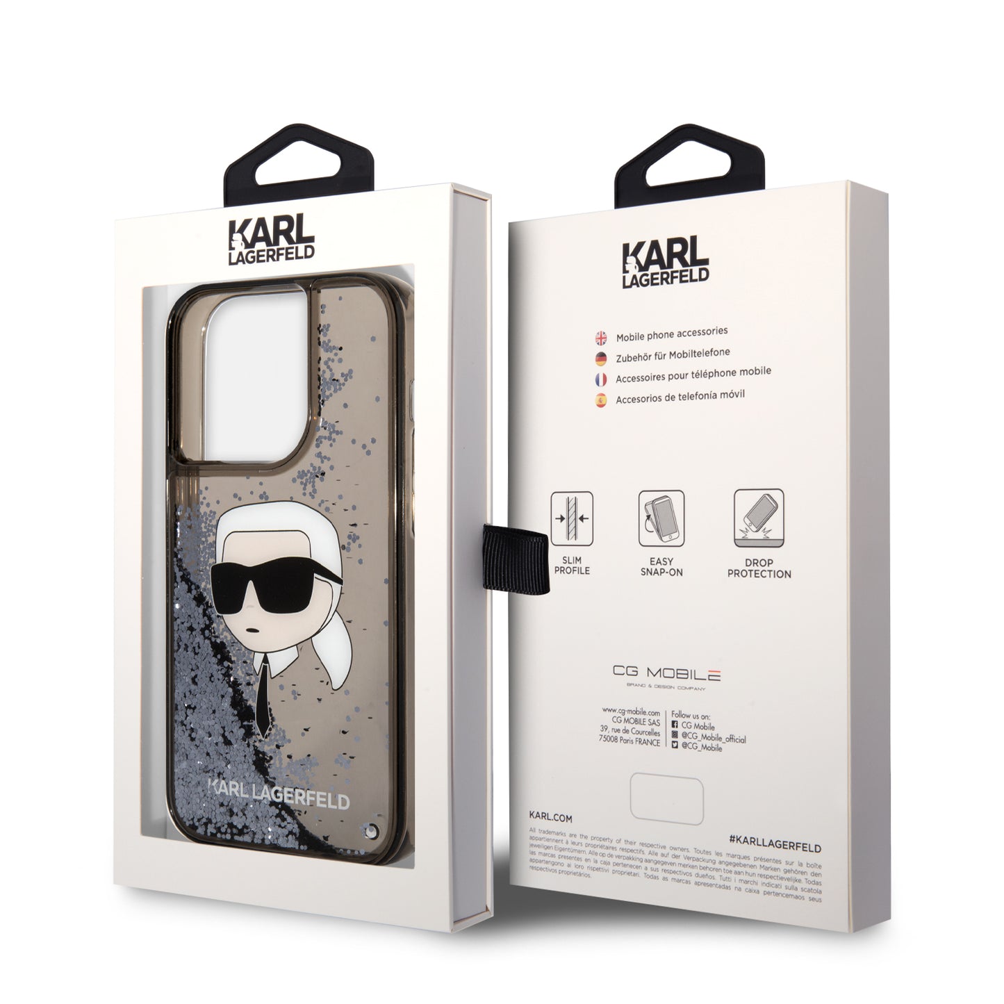 Case Karl Lagerfeld Diamantina para iPhone 15 Pro Max – Negro | Brillo y Estilo Exclusivo