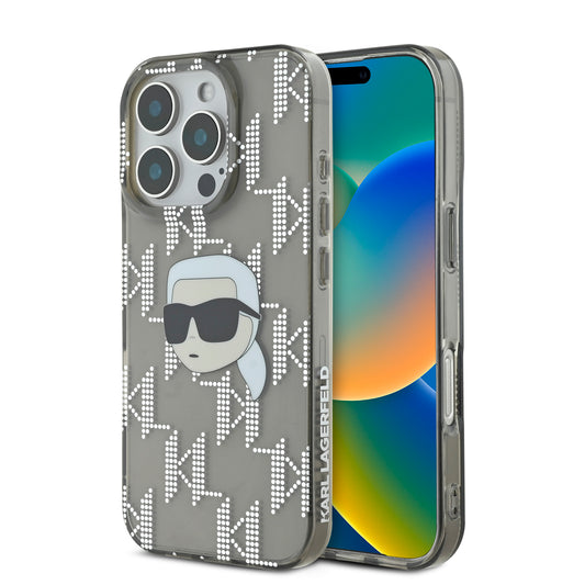 Case Karl Monograma Cara Karl para iPhone 16 Pro Max - Diseño Elegante Negro