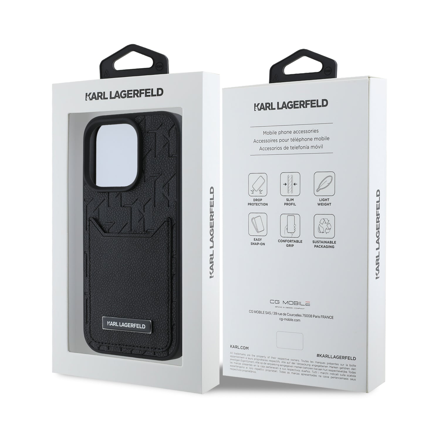 Case Karl Tarjetero Logo Metal para iPhone 16 Pro Max - Elegancia y Funcionalidad