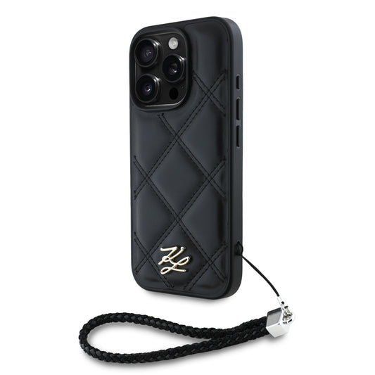 Case Karl Lagerfeld Acolchada Inicial Negra iPhone 16 Pro Max – Estilo y Protección Premium