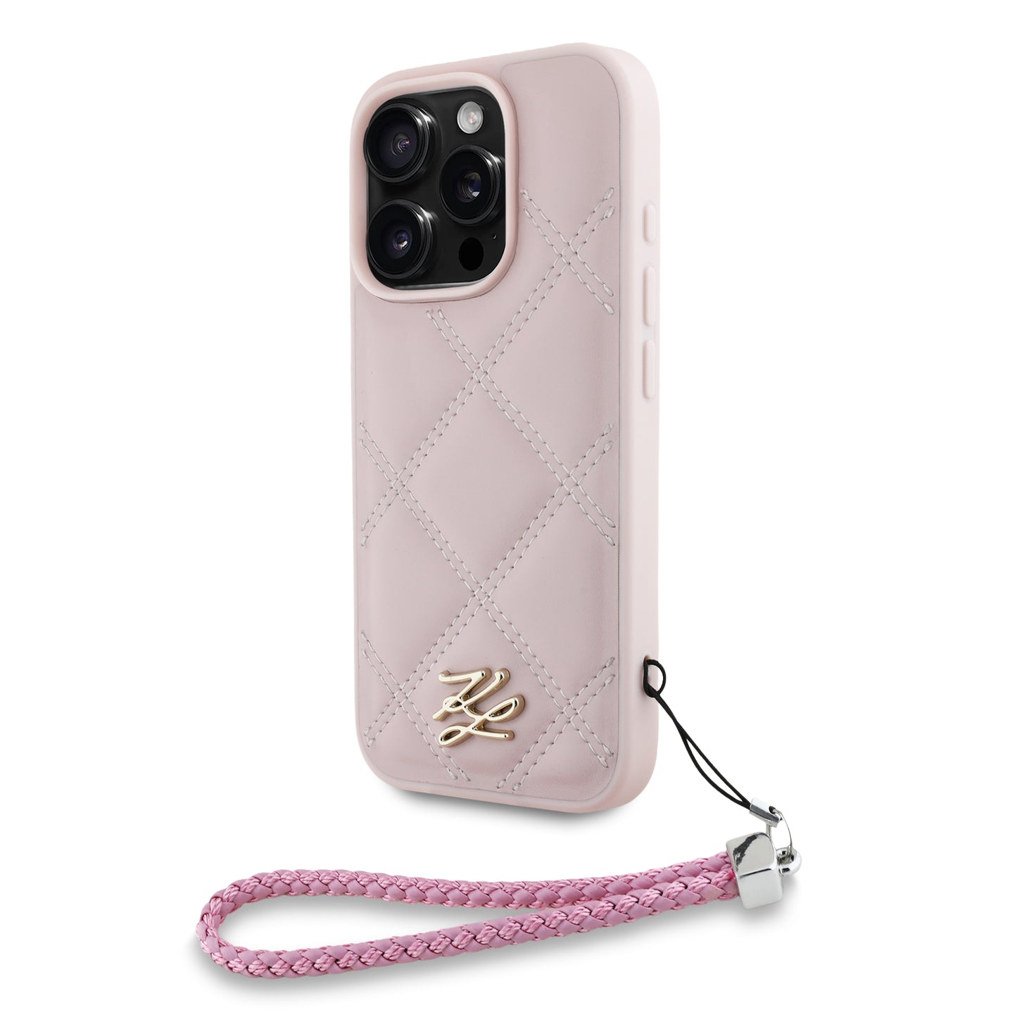 Case Karl Lagerfeld Rosa Acolchada con Correa iPhone 16 Pro – Estilo y Comodidad Premium