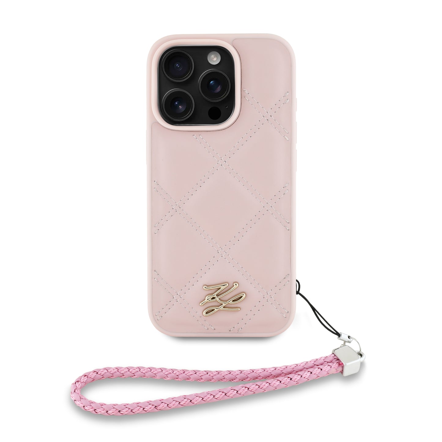Case Karl Lagerfeld Rosa Acolchada con Correa iPhone 16 Pro – Estilo y Comodidad Premium