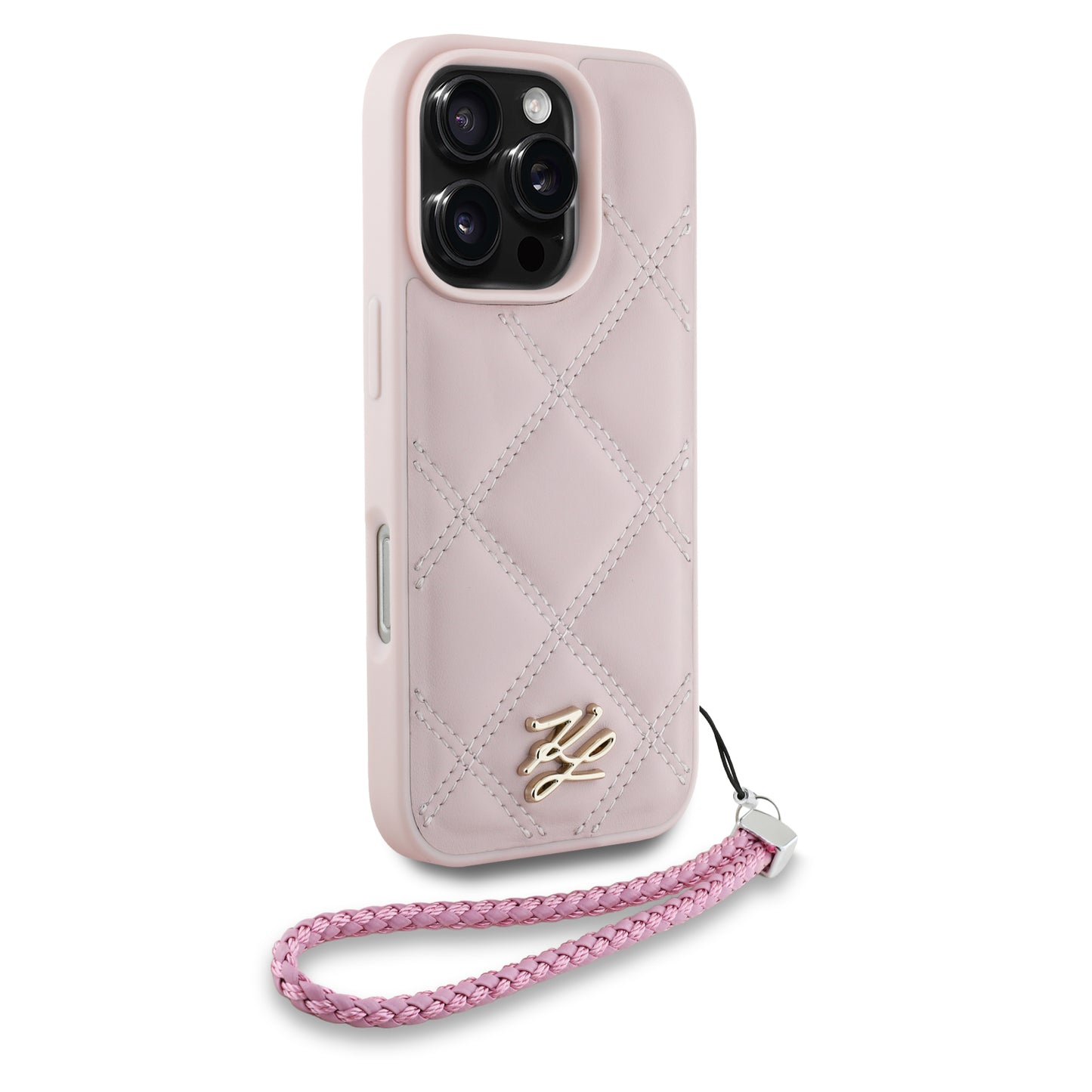 Case Karl Lagerfeld Rosa Acolchada con Correa iPhone 16 Pro – Estilo y Comodidad Premium