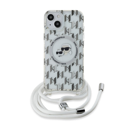 Case Karl Crossbody Monograma K&C MGSF para iPhone 14 - Diseño Transparente y Elegante