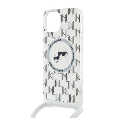 Case Karl Crossbody Monograma K&C MGSF para iPhone 14 - Diseño Transparente y Elegante