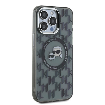 Case Karl Monograma Cara K&C para iPhone 15 Pro Max - Negro Elegante y Exclusivo