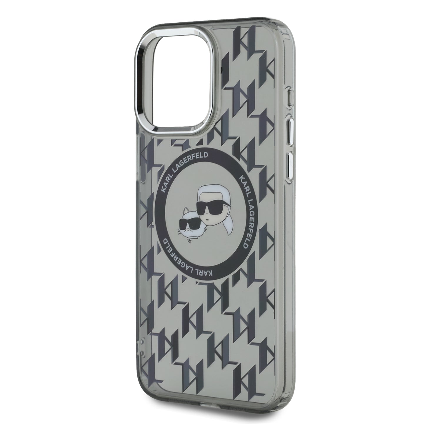 Case Karl Monograma Cara K&C para iPhone 15 Pro Max - Negro Elegante y Exclusivo