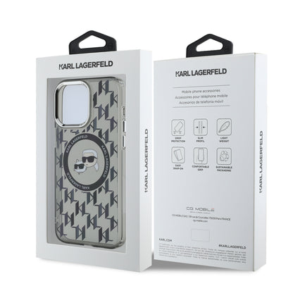 Case Karl Monograma Cara K&C para iPhone 15 Pro Max - Negro Elegante y Exclusivo