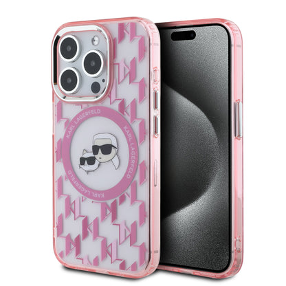 Funda Karl Lagerfeld Monograma K&C Rosa MagSafe para iPhone 15 Pro – Estilo y Protección Premium