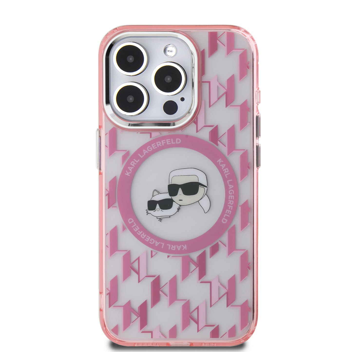 Funda Karl Lagerfeld Monograma K&C Rosa MagSafe para iPhone 15 Pro – Estilo y Protección Premium