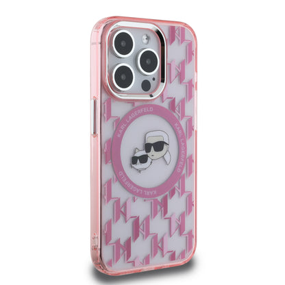 Funda Karl Lagerfeld Monograma K&C Rosa MagSafe para iPhone 15 Pro – Estilo y Protección Premium