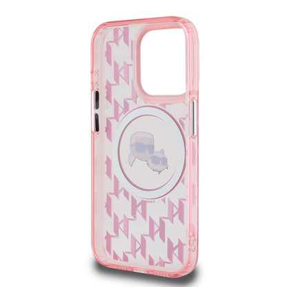 Funda Karl Lagerfeld Monograma K&C Rosa MagSafe para iPhone 15 Pro – Estilo y Protección Premium