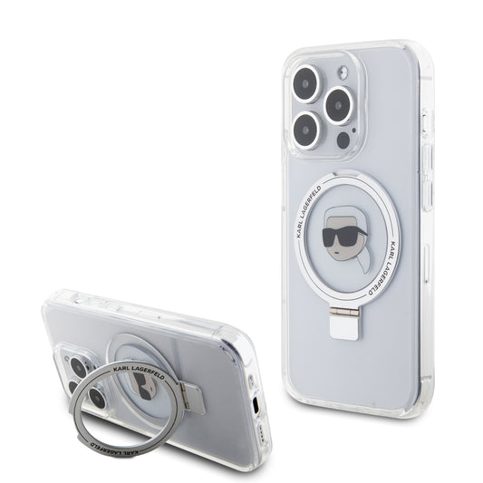 Case Karl Lagerfeld RingStand Transparente para iPhone 15 Pro – Elegancia con Soporte Integrado