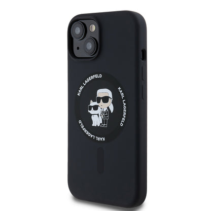 Case Karl Silicon con Anillo K&C para iPhone 15 - Negro Elegante y Funcional