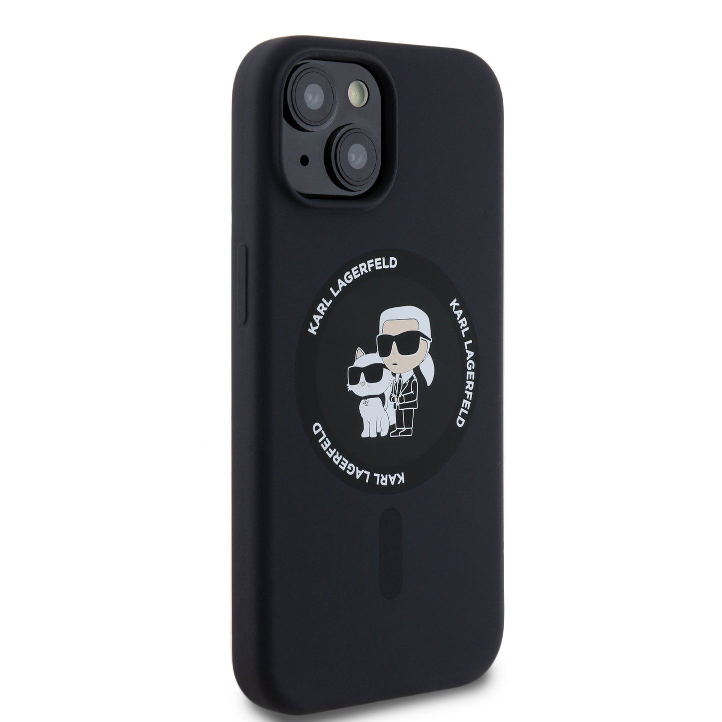 Case Karl Silicon con Anillo K&C para iPhone 15 - Negro Elegante y Funcional