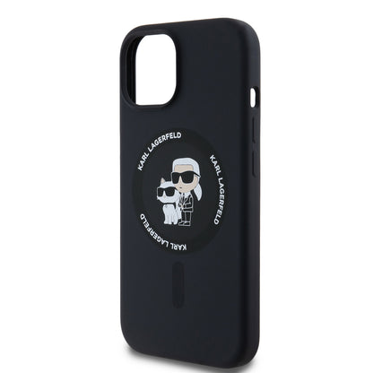 Case Karl Silicon con Anillo K&C para iPhone 15 - Negro Elegante y Funcional