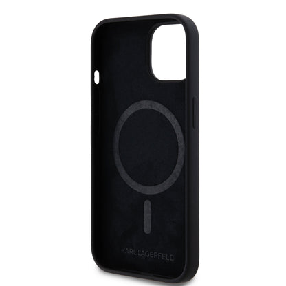 Case Karl Silicon con Anillo K&C para iPhone 15 - Negro Elegante y Funcional